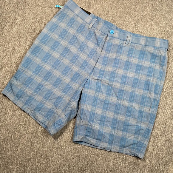 Haggar C18 Cool 18 Blue Plaid Golf Shorts Mens 40 Flat Front Straight Fit NWT - Picture 1 of 8